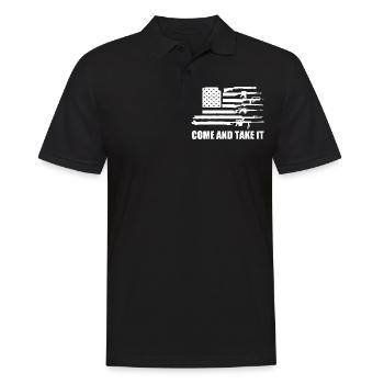 USA Gun Flag, Come and Take It, 2nd Amendment, - Men's Polo Shirt - black - Front - Kai (181cm)