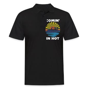 Coming in hot, funny pontoon boat - Men's Polo Shirt - black - Front - Kai (181cm)