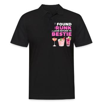 If found drunk please return to bestie - Men's Polo Shirt - black - Front - Kai (181cm)