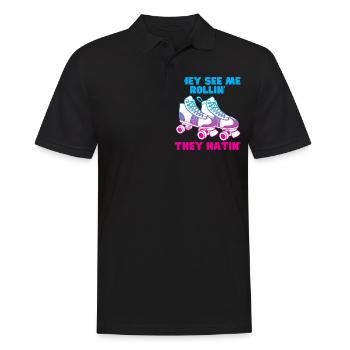 Ils me voient rouler qu’ils détestent - drôle de rouleau - Polo Homme - noir - Devant - Kai (181cm)