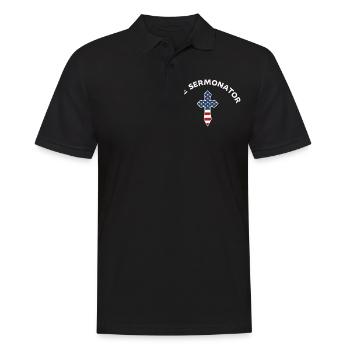 Der Sermonator , lustige Predigergeschenke, Pastor, - Männer Poloshirt - Schwarz - Vorne - Kai (181cm)