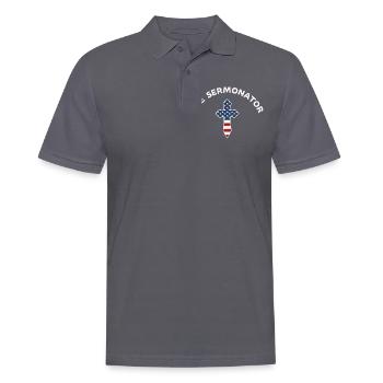 The Sermonator , Funny Preacher Gifts, Pastor, - Men's Polo Shirt - charcoal grey - Front - Nico (186cm)