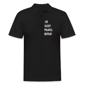 Pilates - manger. Dormir. pilates. répéter. - Polo Homme - noir - Devant - Kai (181cm)