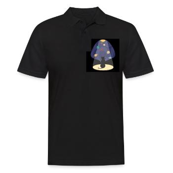Chat mignon dans l’espace avec des planètes - Polo Homme - noir - Devant - Kai (181cm)