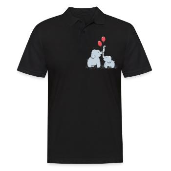 Doux éléphants Couple fête des mères Idée cadeau - Polo Homme - noir - Devant - Kai (181cm)