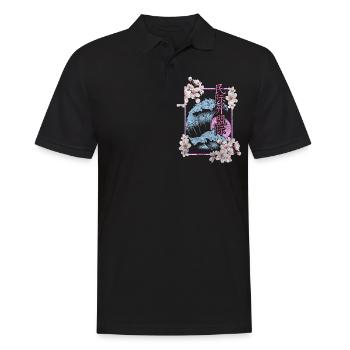 Cherry Blossom Asia Blossom Colorful - Men's Polo Shirt - black - Front - Kai (181cm)