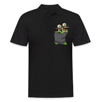 trash trash can comic cartoon graphic image children - Men's Polo Shirt - black - Front - Kai (181cm)