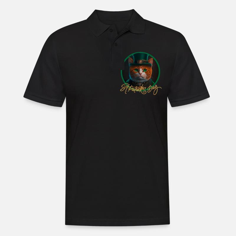 St Patrick s Day Katze - Männer Poloshirt - Schwarz