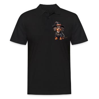 Sorcière teckel avec chapeau de sorcière Halloween Teckel - Polo Homme - noir - Devant - Kai (181cm)