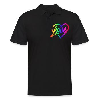 Love LOVE love Herz Regenbogen - Männer Poloshirt - Schwarz - Vorne - Kai (181cm)