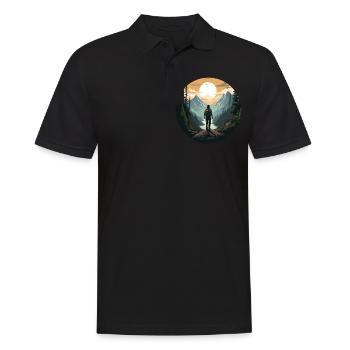 Wald-Natur-Trekking-Abenteuer - Männer Poloshirt - Schwarz - Vorne - Kai (181cm)