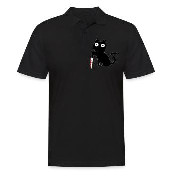 Chat noir avec couteau mème Sang Drôle de gueule de bois - Polo Homme - noir - Devant - Kai (181cm)