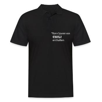 Kann Spuren von Chilli enthalten Scharf - Männer Poloshirt - Schwarz - Vorne - Kai (181cm)