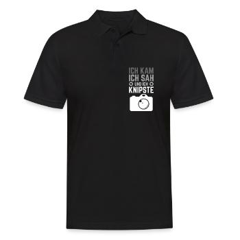 Ich kam ich sah und ich knipste für Hobby Fotograf - Männer Poloshirt - Schwarz - Vorne - Kai (181cm)