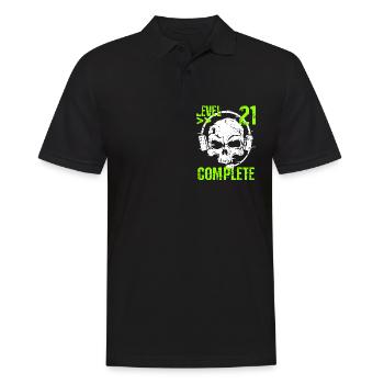 Level 21 Complete 21st Birthday Gamer 21 Years - Men's Polo Shirt - black - Front - Kai (181cm)