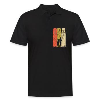 Opa und Enkel Angler Geschenke Angeln Opa - Männer Poloshirt - Schwarz - Vorne - Kai (181cm)