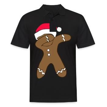dabbing gingerbread man for Christmas as a gift - Men's Polo Shirt - black - Front - Kai (181cm)