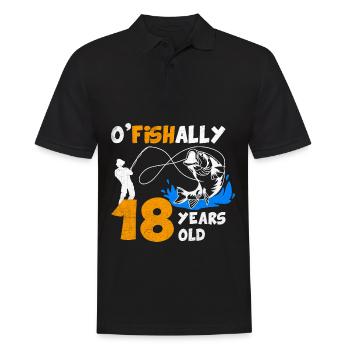 18 Jahre alt, Fischer Angler Geburtsspruch - Männer Poloshirt - Schwarz - Vorne - Kai (181cm)