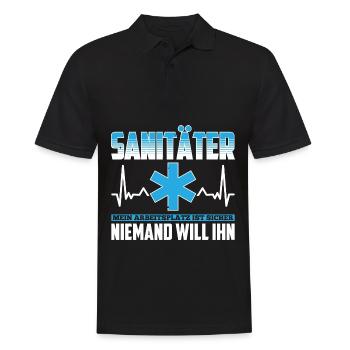 Rettungssanitäter Stolzer Sanitäter Notfallsanität - Männer Poloshirt - Schwarz - Vorne - Kai (181cm)
