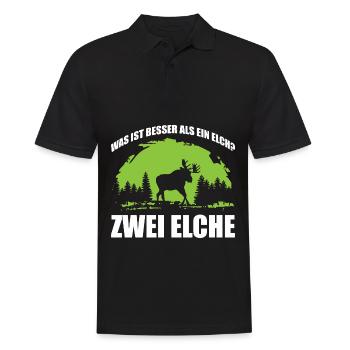 Was ist besser als ein Elch? Zwei Elche - Männer Poloshirt - Schwarz - Vorne - Kai (181cm)