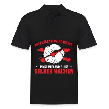 Mein Valentinstag Motto: Immer Muss Man selber - Männer Poloshirt - Schwarz - Vorne - Kai (181cm)