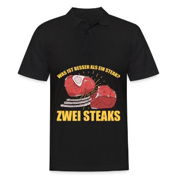 Was ist besser als ein Steak? Zwei Steaks Lieblibg - Männer Poloshirt - Schwarz - Vorne - Kai (181cm)