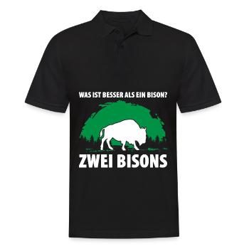 Was ist besser als ein Bison? Zwei Bisons - Männer Poloshirt - Schwarz - Vorne - Kai (181cm)