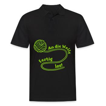 An die Wolle fertig, LOS! - Männer Poloshirt - Schwarz - Vorne - Kai (181cm)