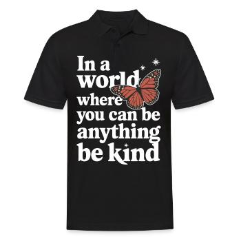 Schmetterling Monarchfalter Bunt Schmetterlinge - Männer Poloshirt - Schwarz - Vorne - Kai (181cm)