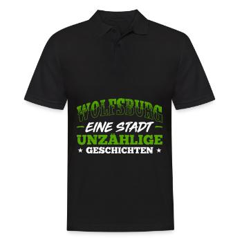 Wolfsburg Eine Stadt Unzählige Geschichten Heimatv - Männer Poloshirt - Schwarz - Vorne - Kai (181cm)