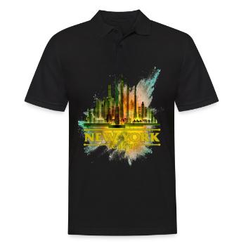 New York - Männer Poloshirt - Schwarz - Vorne - Kai (181cm)