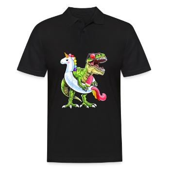 Sommer Dinosaurier Poolparty - Männer Poloshirt - Schwarz - Vorne - Kai (181cm)