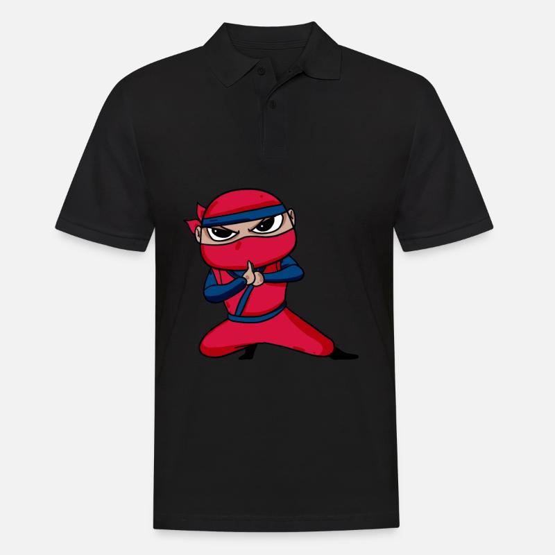 Ninja Rot - Männer Poloshirt - Schwarz