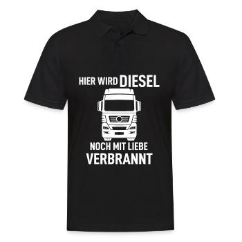 LKW - Hier wird Diesel noch mit Liebe verbrannt - Männer Poloshirt - Schwarz - Vorne - Kai (181cm)