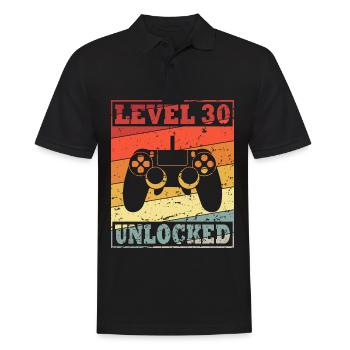 30th Birthday Gaming Motif Level 30 unlocked - Men's Polo Shirt - black - Front - Kai (181cm)
