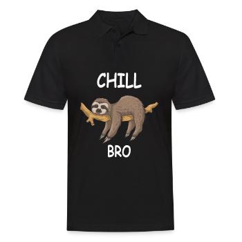 Faultier Faulenzer Sprüche CHILL BRO - Männer Poloshirt - Schwarz - Vorne - Kai (181cm)