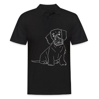 Rauhaardackel - Männer Poloshirt - Schwarz - Vorne - Kai (181cm)