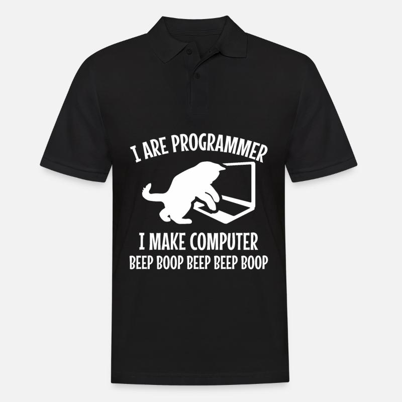 Programmierer Katze Geschenk Programmieren Mitze - Männer Poloshirt - Schwarz