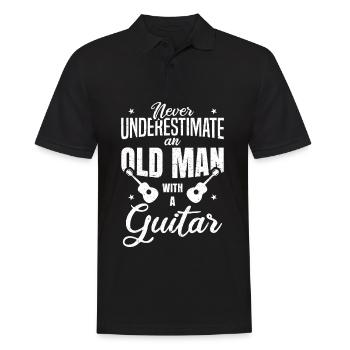 Guitare vieux cadeau musicien guitare - Polo Homme - noir - Devant - Kai (181cm)