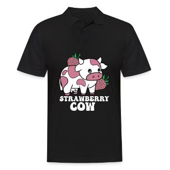Kawaii Erdbeer-Kuh Crazy Cow Lady Bauernhof, - Männer Poloshirt - Schwarz - Vorne - Kai (181cm)