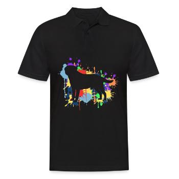 Der schöne & frohe farbige Regenbogen Labrador - Männer Poloshirt - Schwarz - Vorne - Kai (181cm)