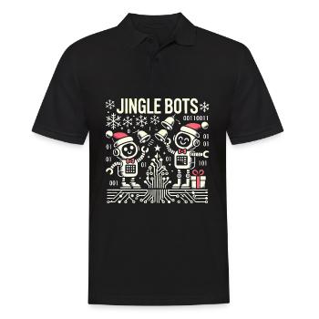 Jingle Bots - Christmas Robots with Binary Code - Men's Polo Shirt - black - Front - Kai (181cm)