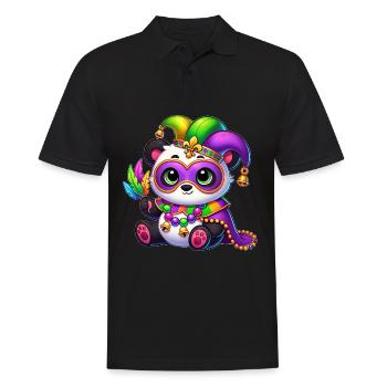 Cute panda with mask at carnival - Men's Polo Shirt - black - Front - Kai (181cm)