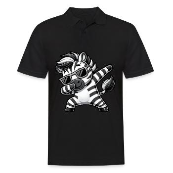 Cool Zebra Dab Cartoon with Sunglasses - Men's Polo Shirt - black - Front - Kai (181cm)