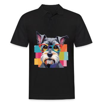 Chien Schnauzer miniature à lunettes colorées - Polo Homme - noir - Devant - Kai (181cm)