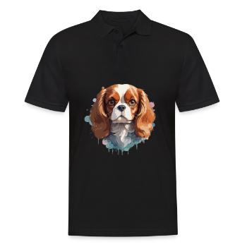 Cavalier King Charles Spaniel, Chien, Coloré - Polo Homme - noir - Devant - Kai (181cm)