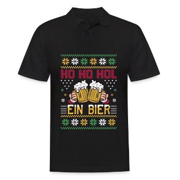 Ho Ho Hol mir ein Bier lustige Weihnachten Sprüche - Männer Poloshirt - Schwarz - Vorne - Kai (181cm)
