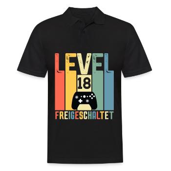 Level 18 ist freigeschaltet Geburtstag 18 Jahre - Männer Poloshirt - Schwarz - Vorne - Kai (181cm)