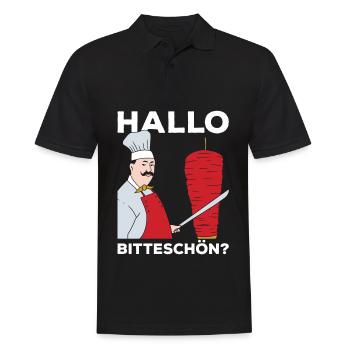 Hallo Bitteschön? Döner Kebab Geschenk - Männer Poloshirt - Schwarz - Vorne - Kai (181cm)