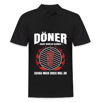 Döner Macht Wirklich Schöner Schau Mich Doch Mal A - Männer Poloshirt - Schwarz - Vorne - Kai (181cm)